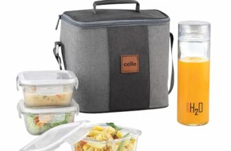 Cello Glassy Square Lunch Box Set Of 4 | (320Ml X 3) & 1 Clear Glass Water Bottle (500Ml) | Leak-Proof & Microwavable Toughened Glass | Perfect Lunch Box Set For Office, School & College